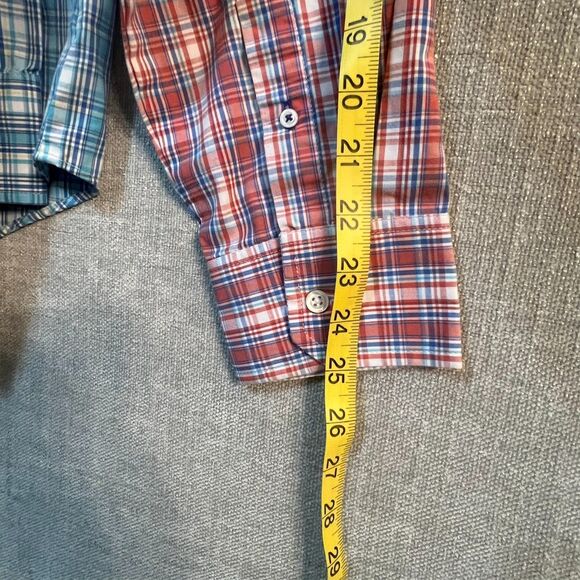 IZOD Men’s Dress Shirt LG Multi color checked Blue, White, Red, Plaid Dress Work - Picture 7 of 8